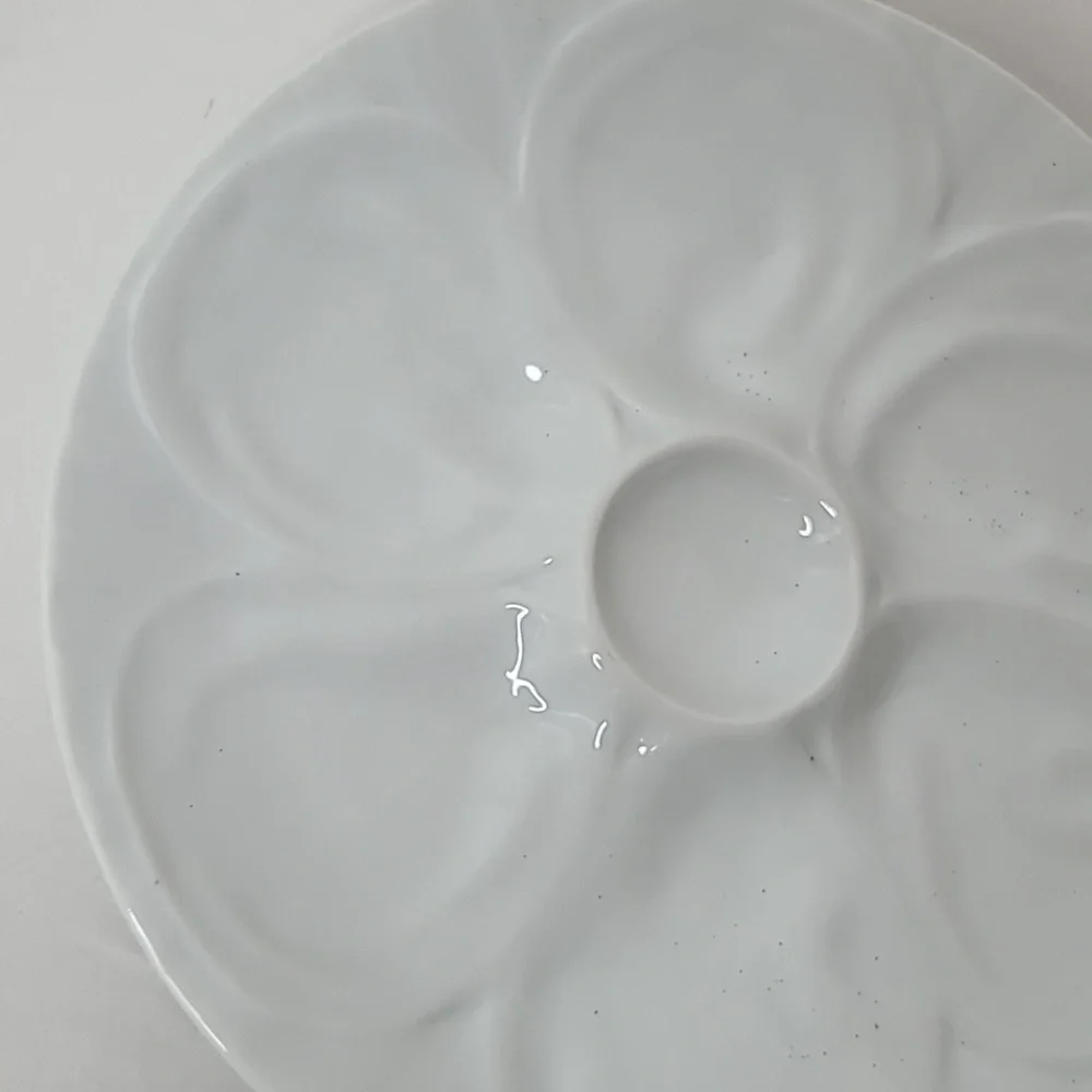 Vintage 60's Oyster Dish Plate Ceramic Stoneware Porcelain White Serve Platter